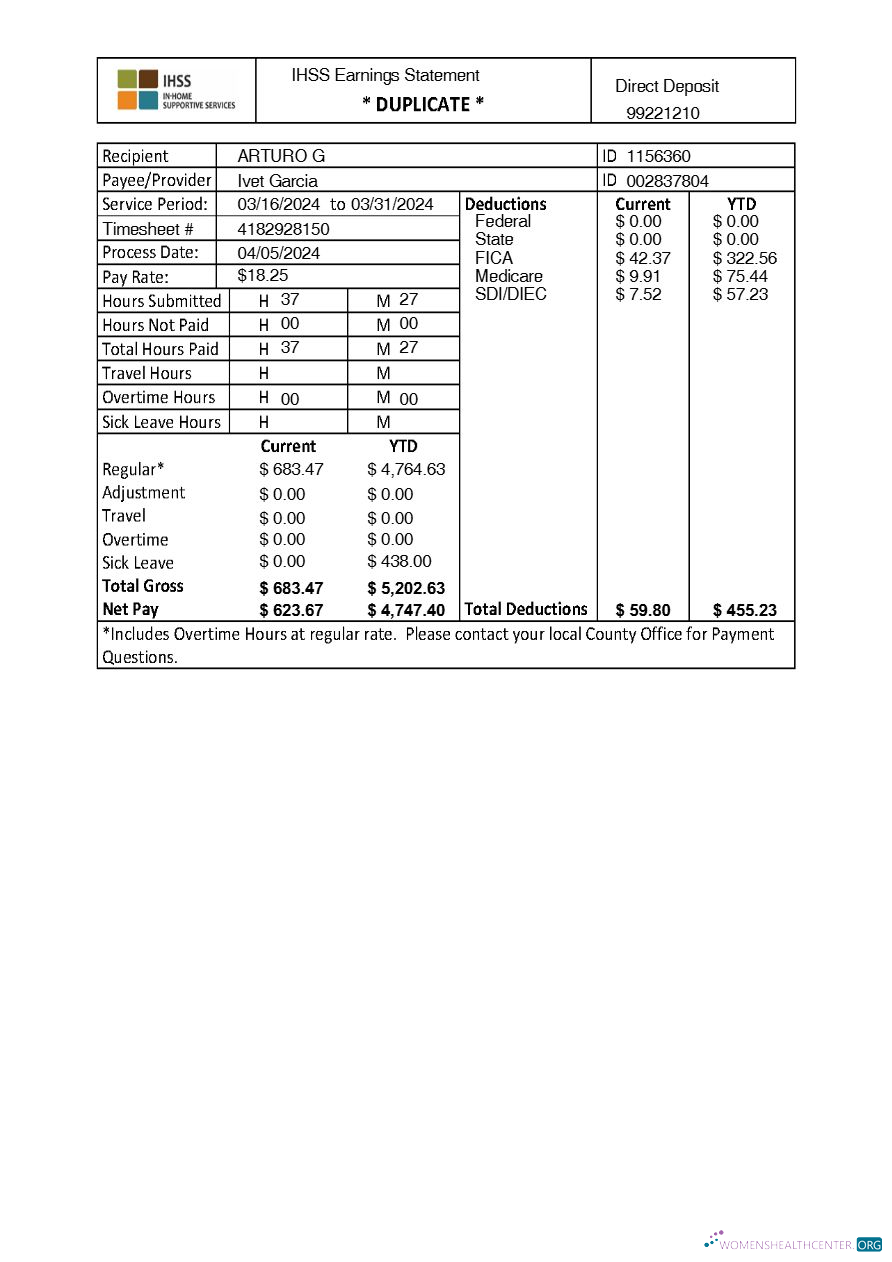 Download IHSS In Home Supportive Services earnings statement template in Word and PDF formats.pdf, 1 Photoshop template